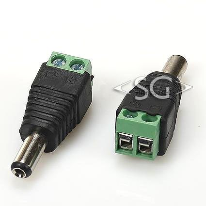 Разъем питания, штекер 5.5 x 2.1 mm, с клеммной колодкой